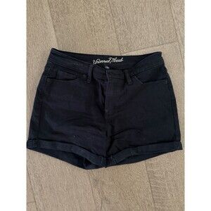 Women’s Universal Thread High Rise Midi Shorts Black Denim Jeans Cuffed Sz 2/26R